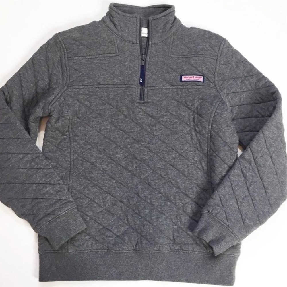 Vineyard Vines Women’s Gray Half Zip Pullover Sweatshirt Quilted Small